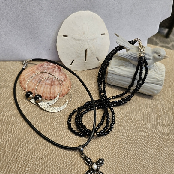 Silpada Pearl Cross Necklace, Bead Necklace, and Hoop Earrings SET! - Picture 2 of 14